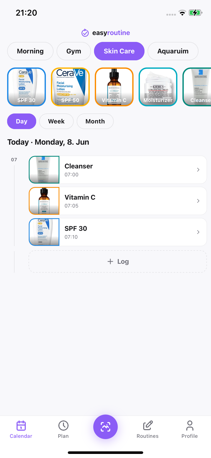 EasyRoutine app screen